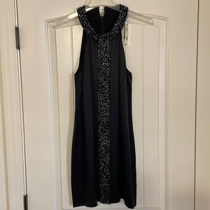 NWT BCBG Black Satin Beaded Dress Size 4